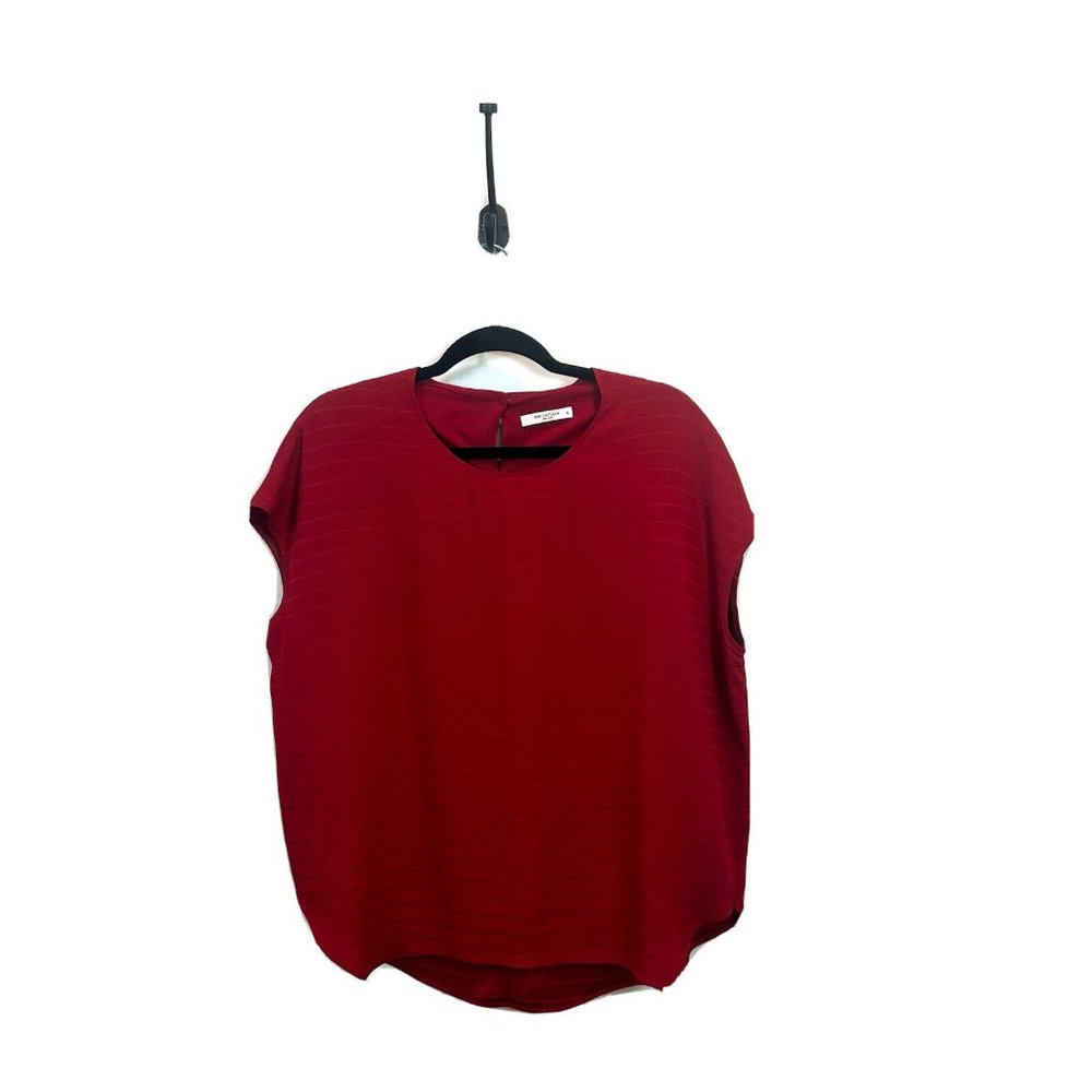 M.M. Lafleur Pullover Shell Career Blouse, Size Small Red Pin Stripes